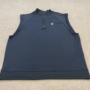 FootJoy Vest Mens XL Black Sleeveless Golf Quarter Zip Performance Pullover